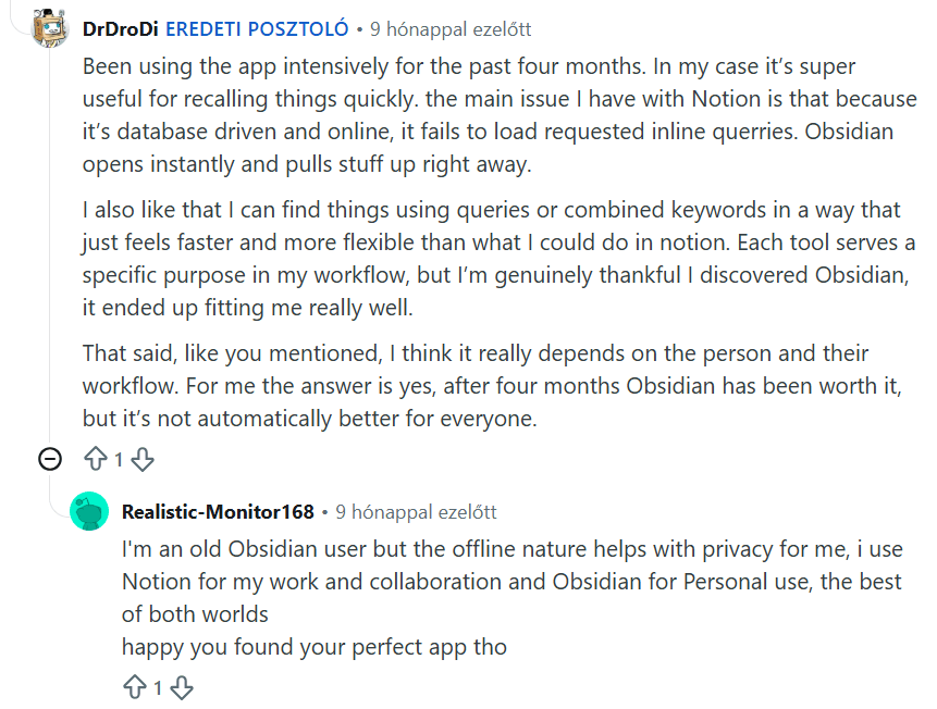Notion vs Obsidian reddit thread (1)