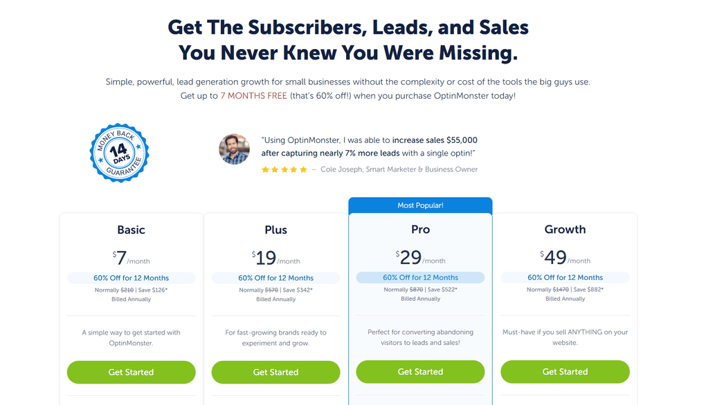 OptinMonster's pricing