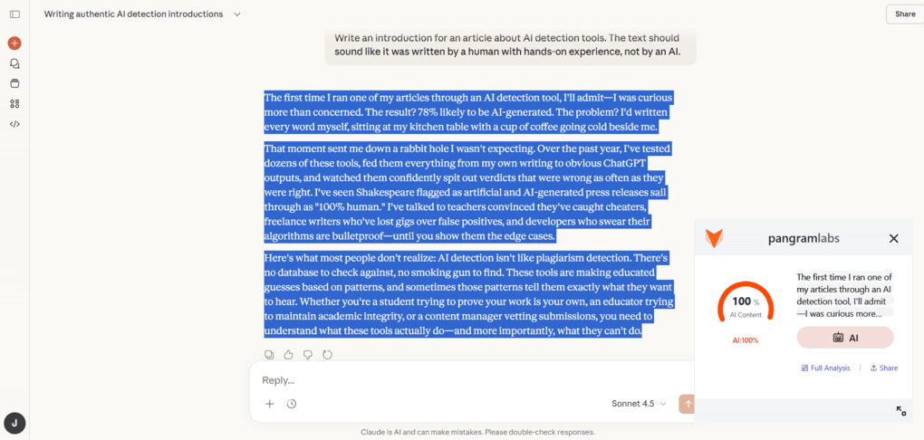 Pangram chrome extension