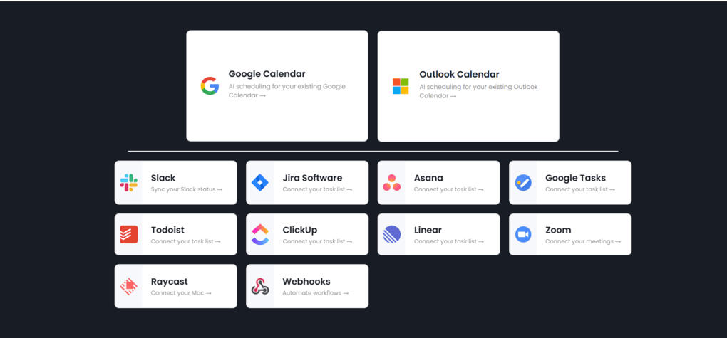 Reclaim AI integrations