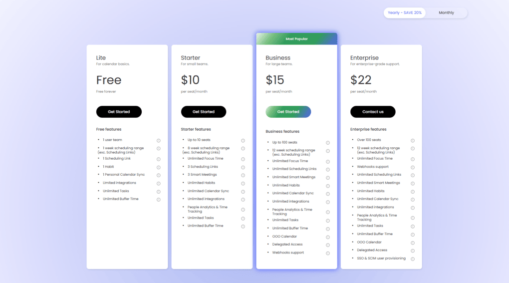 Reclaim AI pricing