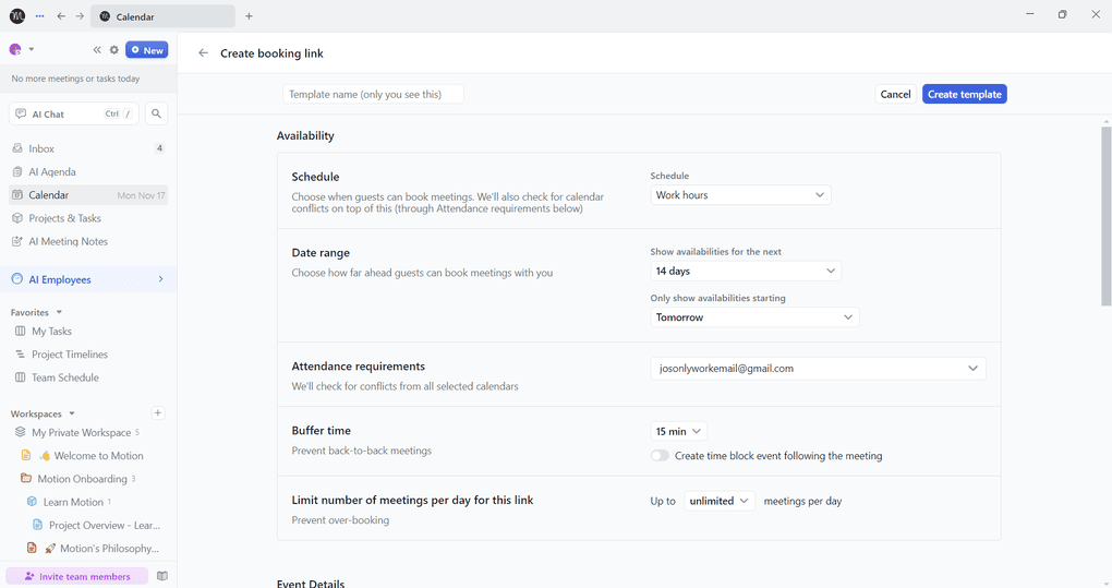 Sunsama vs Motion_Motion booking link