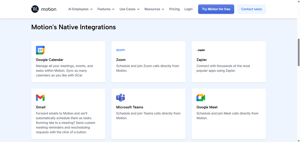 Sunsama vs Motion_Motion integrations