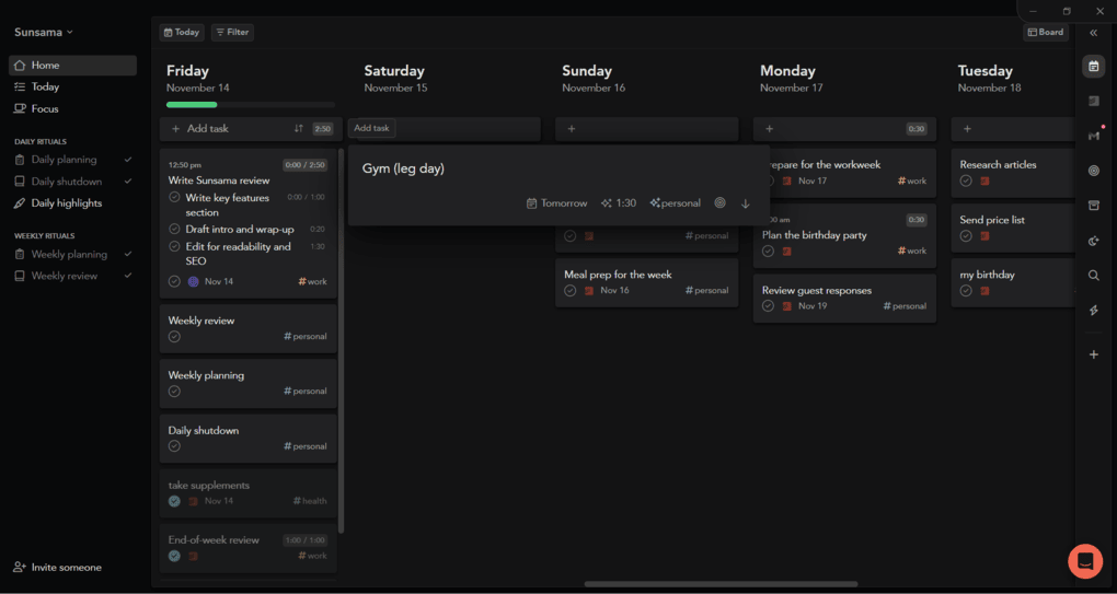 Sunsama vs Motion_Sunsama add task