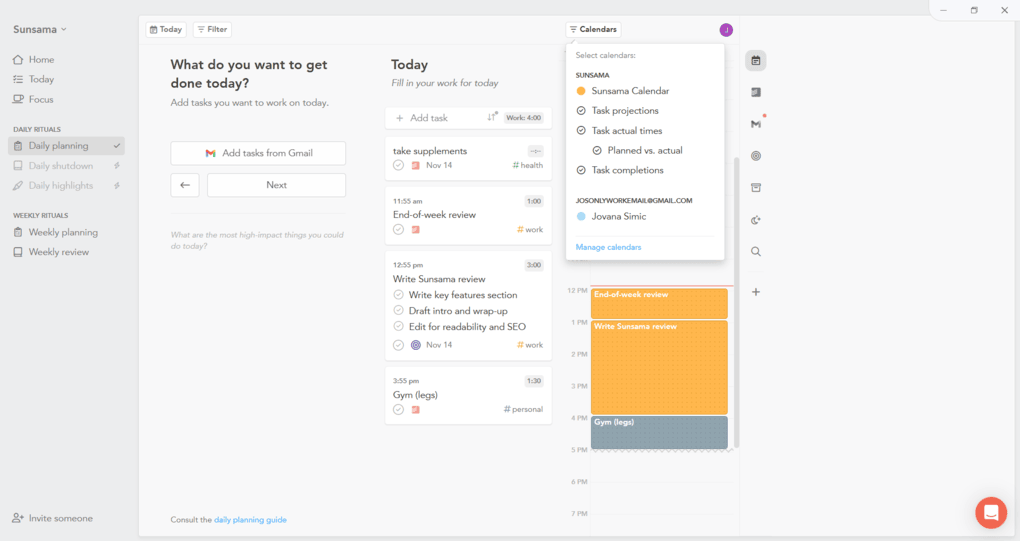 Sunsama vs Motion_Sunsama daily planner