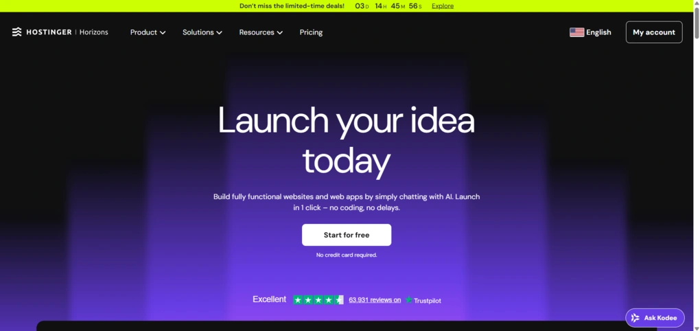 best no code ai platform hostinger horizons