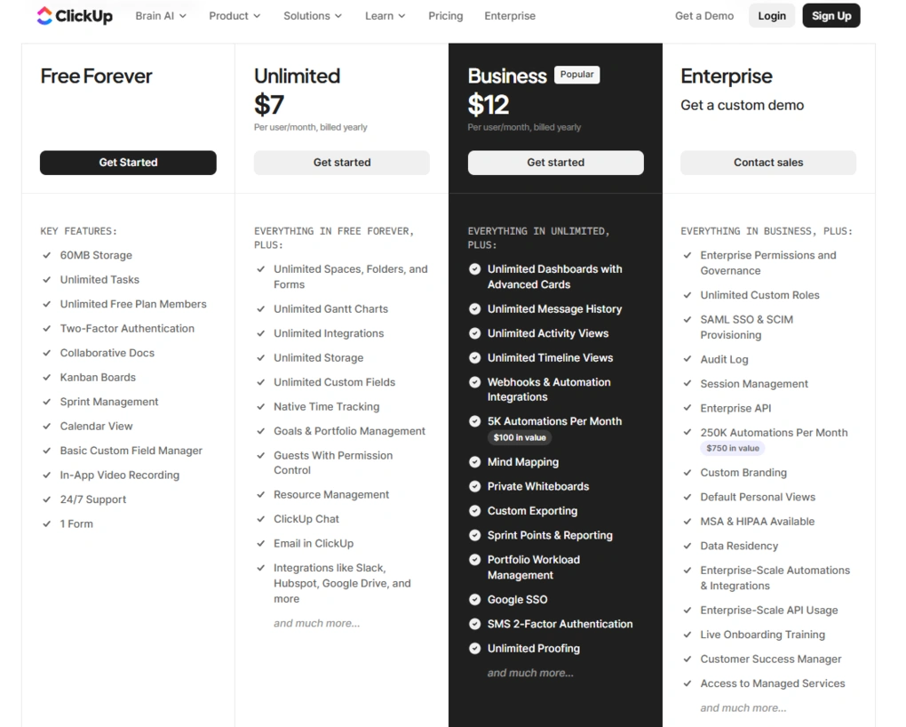 clickup pricing