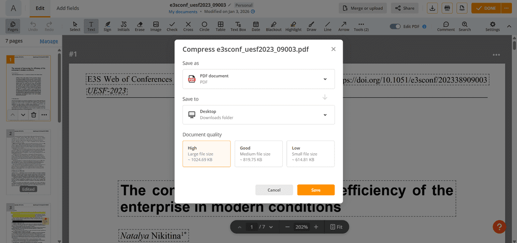 compressing PDF documents with pdfFiller