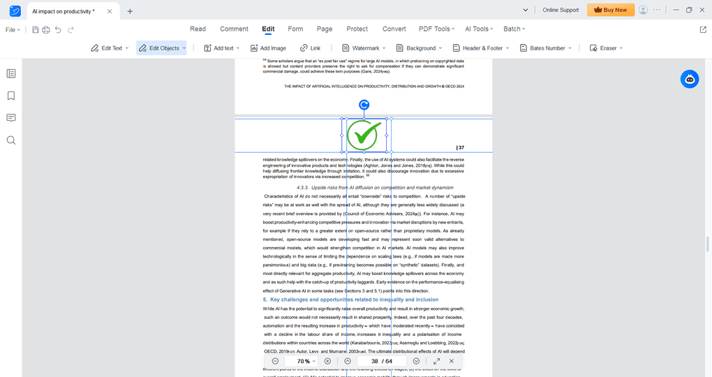 inserting images with LightPDF in a PDF document
