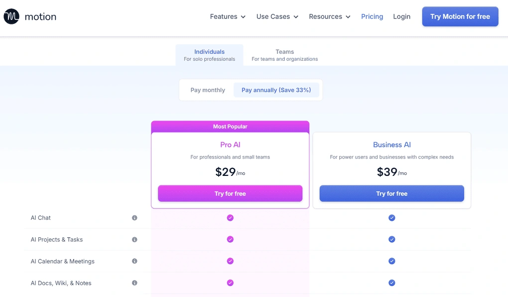 motion pricing
