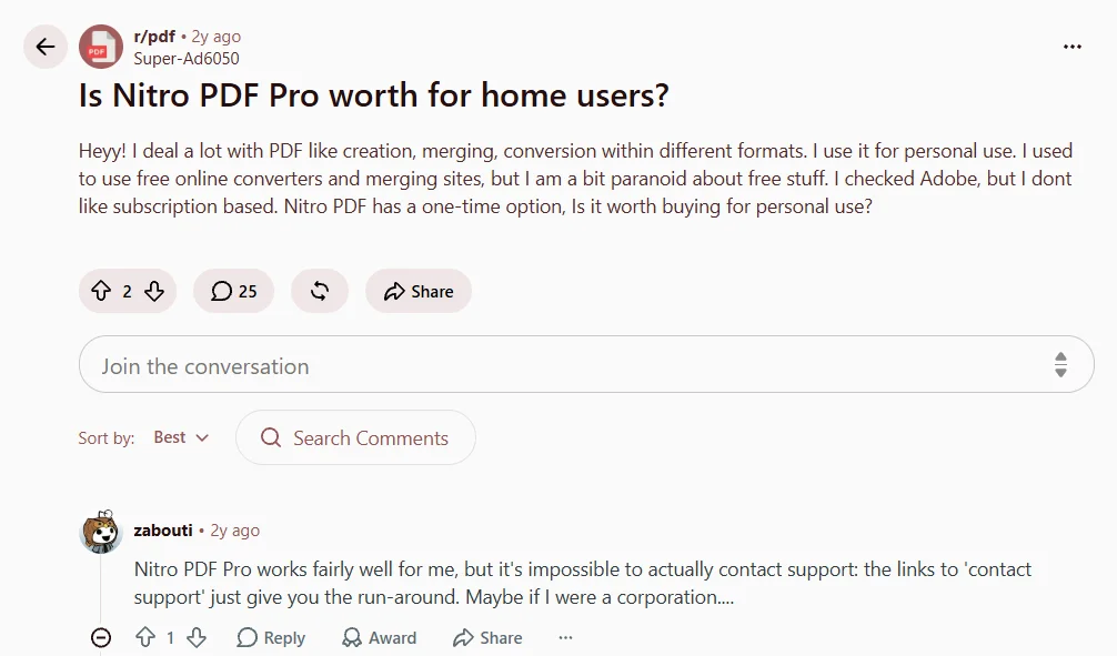 nitro pdf user comment