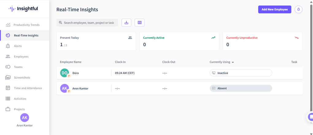 real time monitoring with Insightful