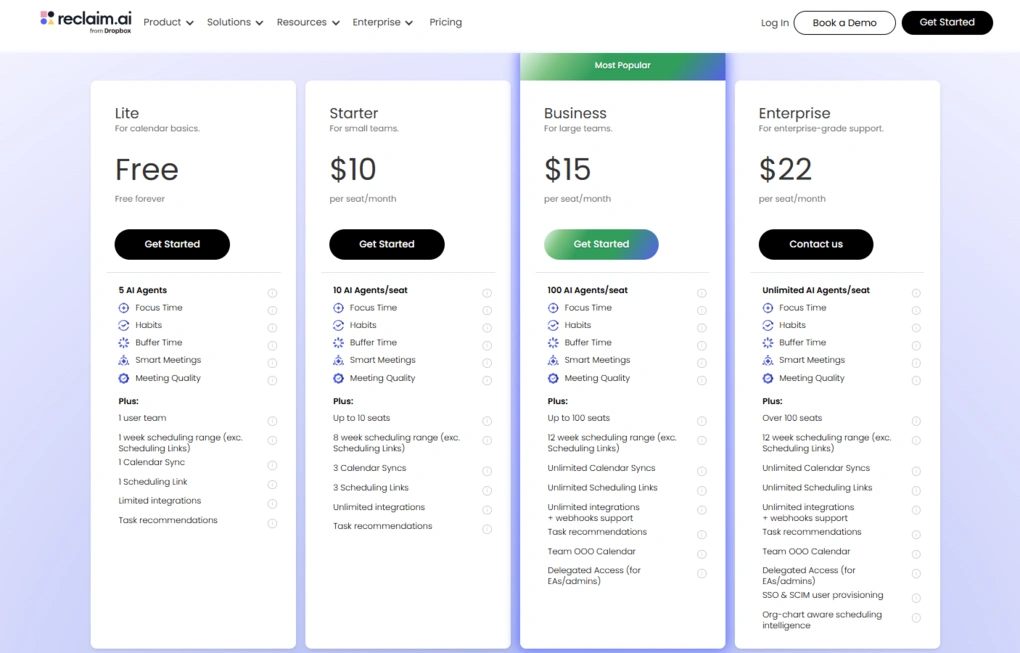 reclaim pricing
