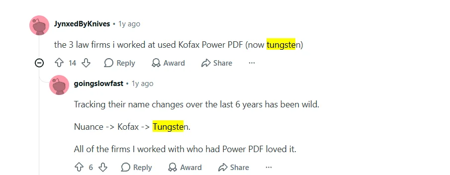 tungsten what do users say