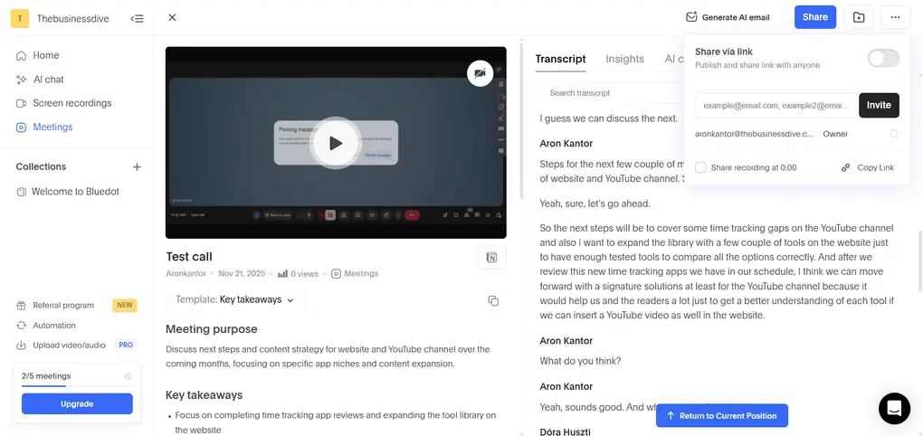Bluedot team collaboration features