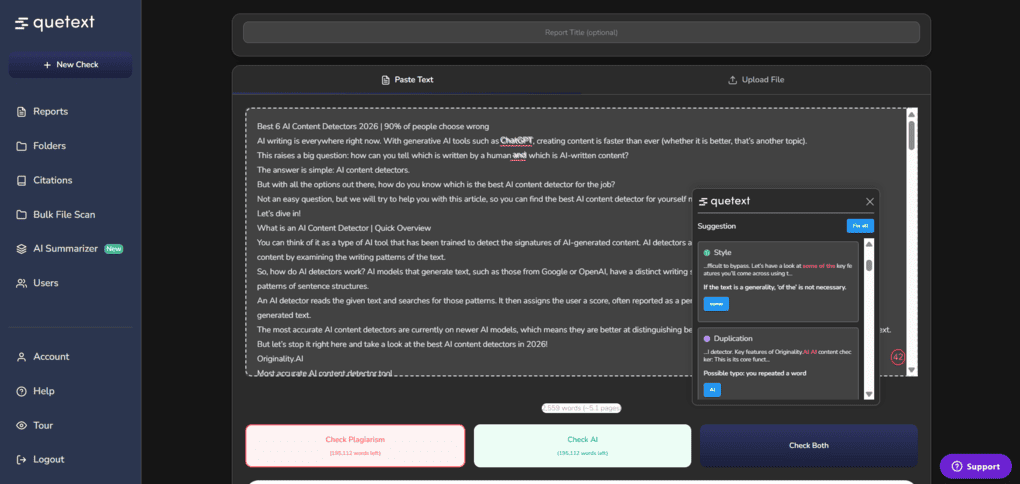 Quetext grammar checker