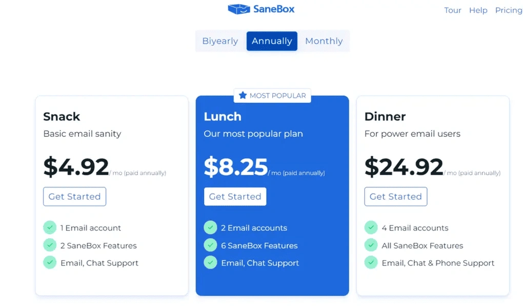 SaneBox pricing