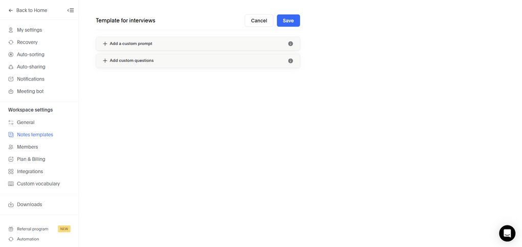 bluedot meeting templates feature 