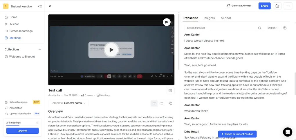 bluedot transcription review
