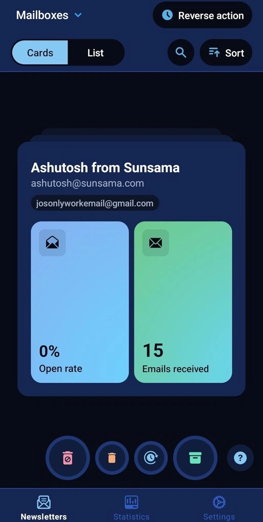 cleanfox user interface