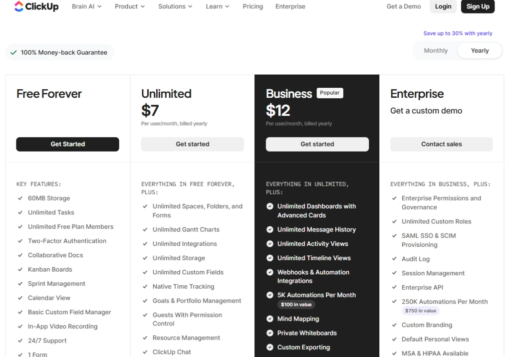 clickup pricing
