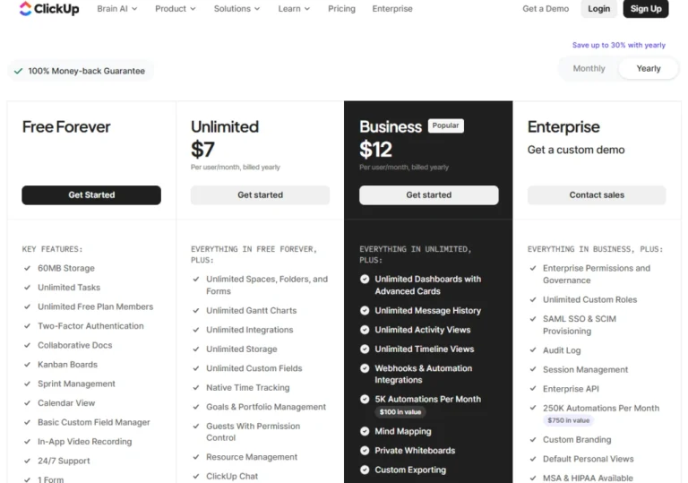 clickup pricing