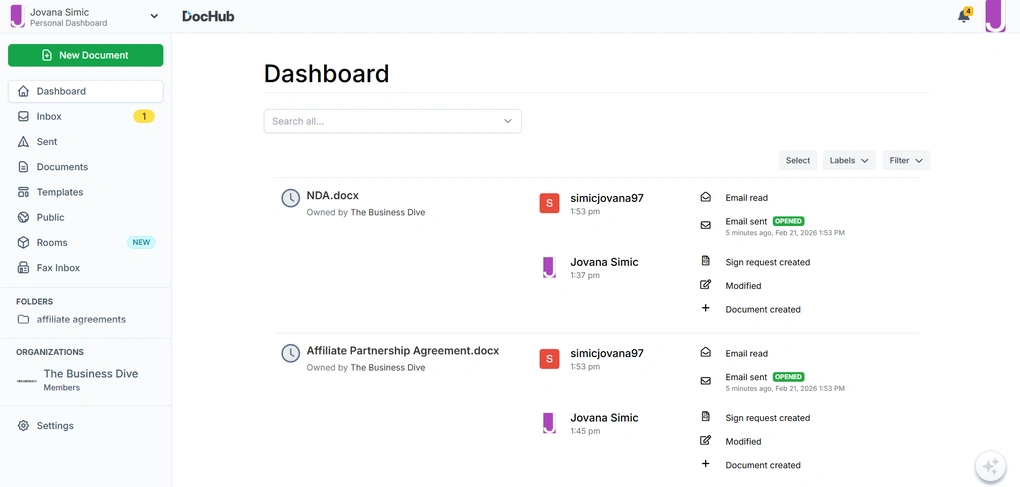 dochub dashboard