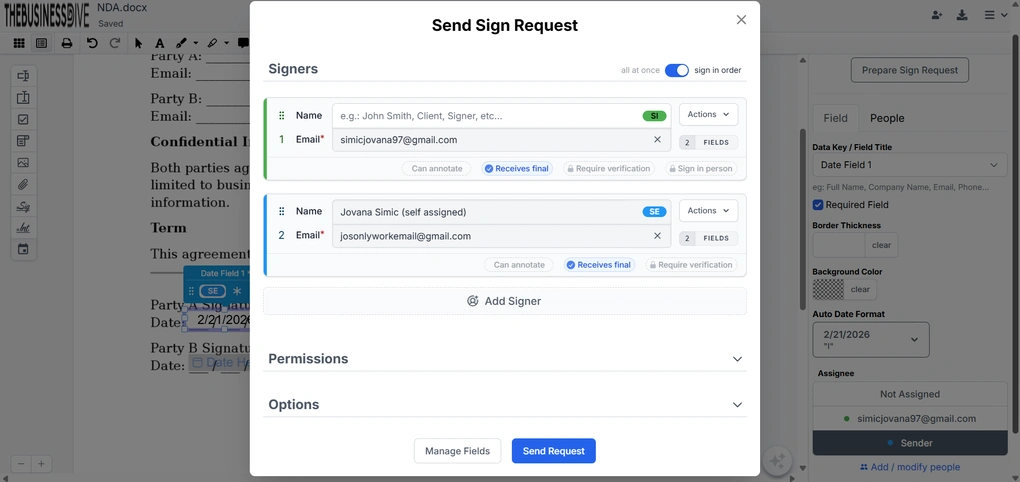 dochub send sign request