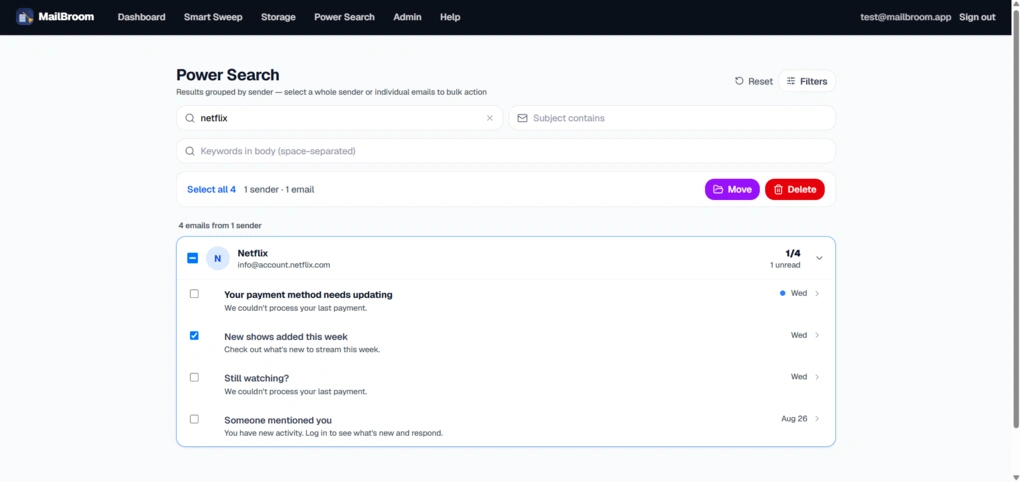 mailbroom power search