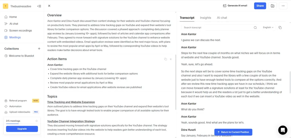 meeting notes review