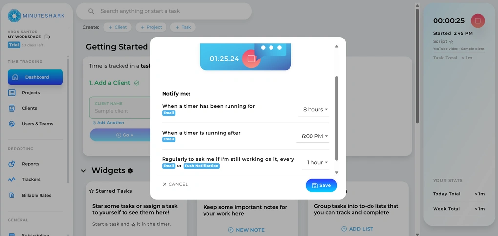 minuteshark notifications