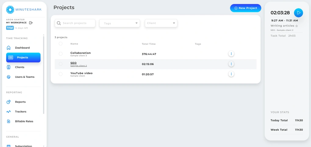 minuteshark projects