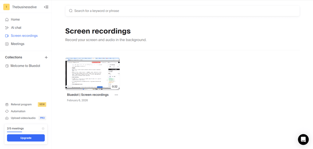 screen recording feature of bluedot