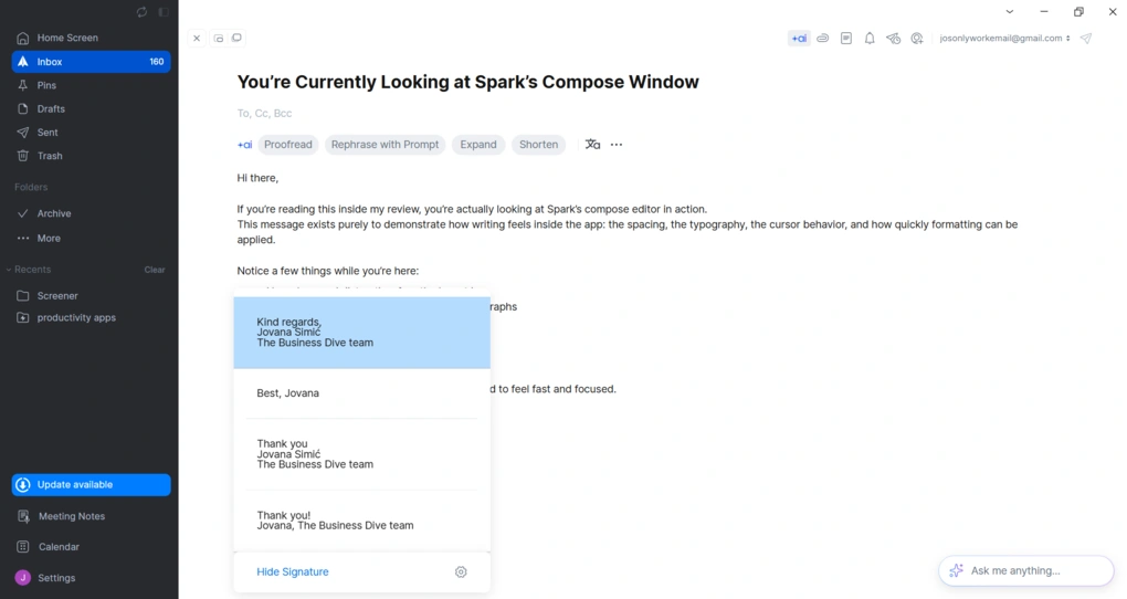 spark compose email