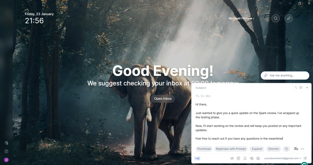 spark home screen and compose