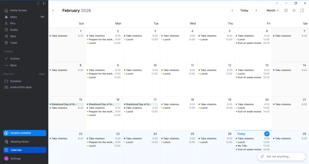spark month view calendar