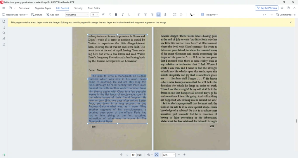ABBYY PDF editing
