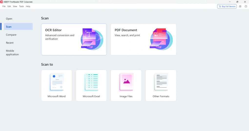 ABBYY user interface