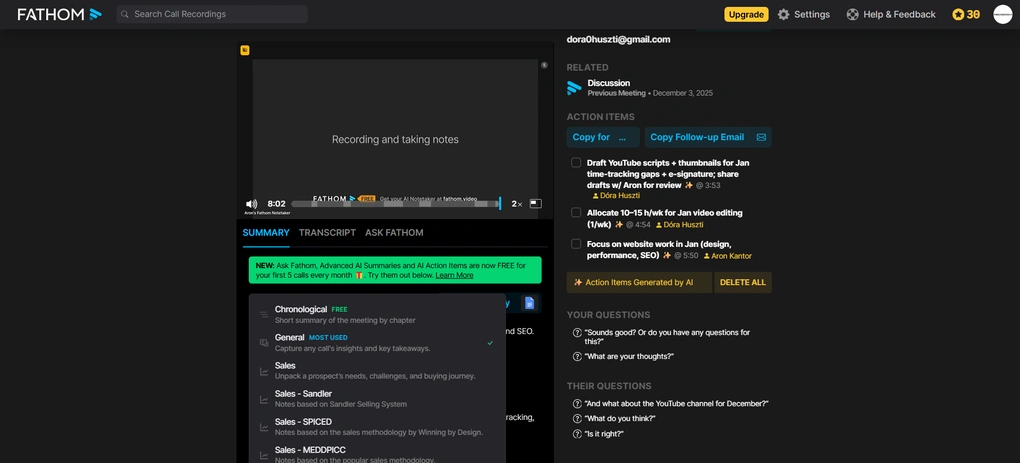 Fathoms user interface