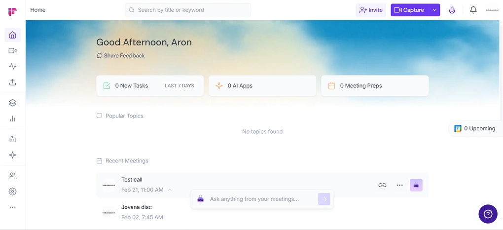 Fireflies AI user interface