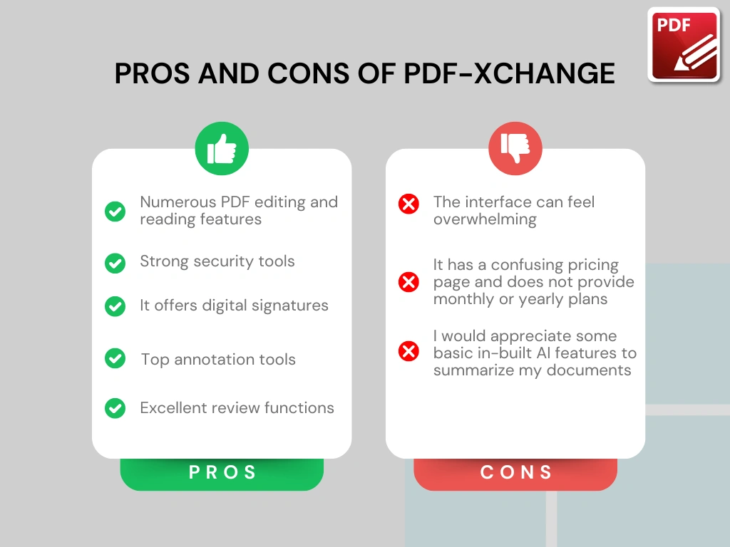 Pros and cons of PDF XChange