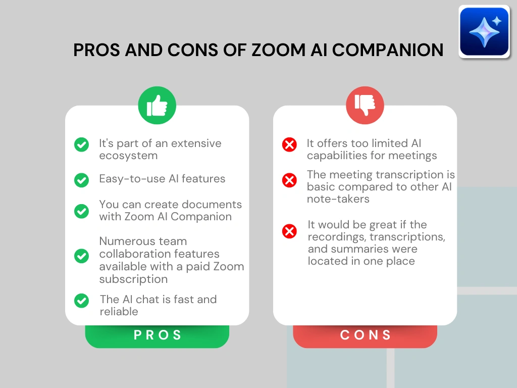 Pros and cons of Zoom AI Companion