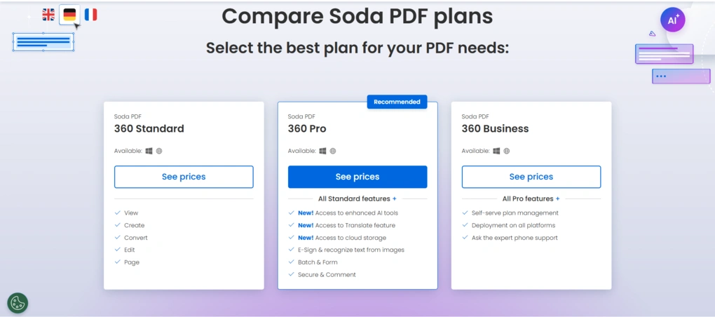 Soda PDF pricing