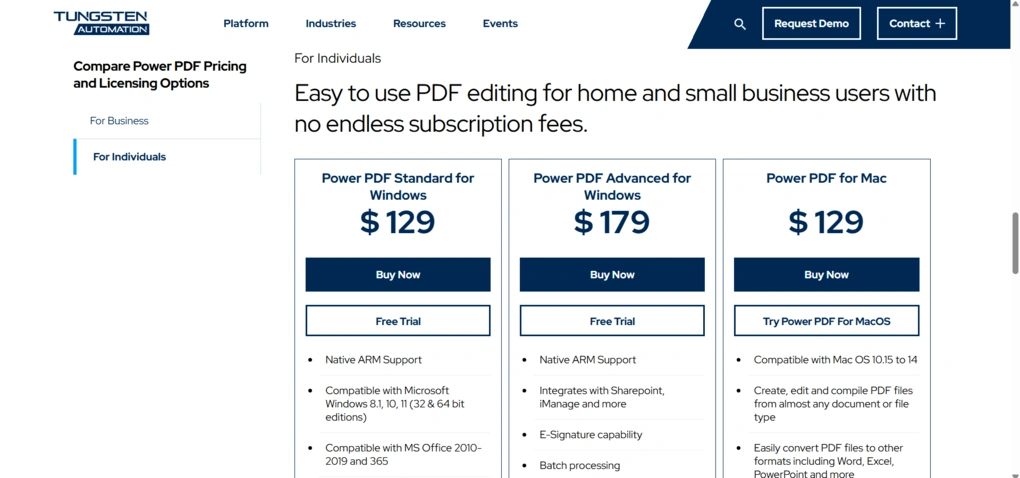 Tungsten Power PDF pricing
