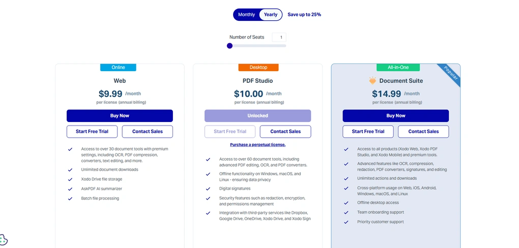 Xodo PDF Studio pricing