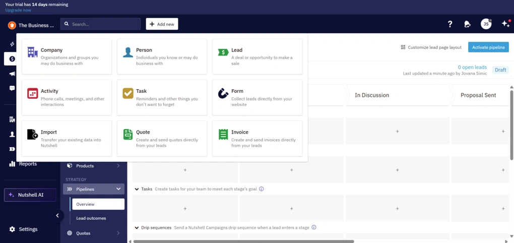 nutshell add new contact