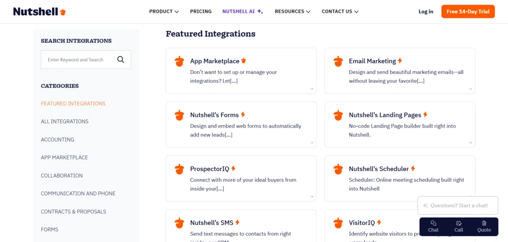 nutshell integrations