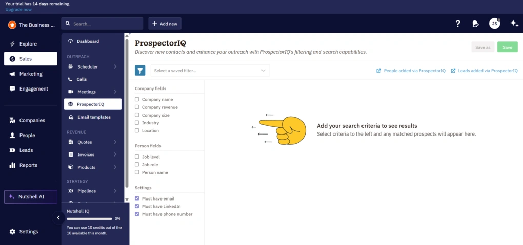 nutshell prospecting