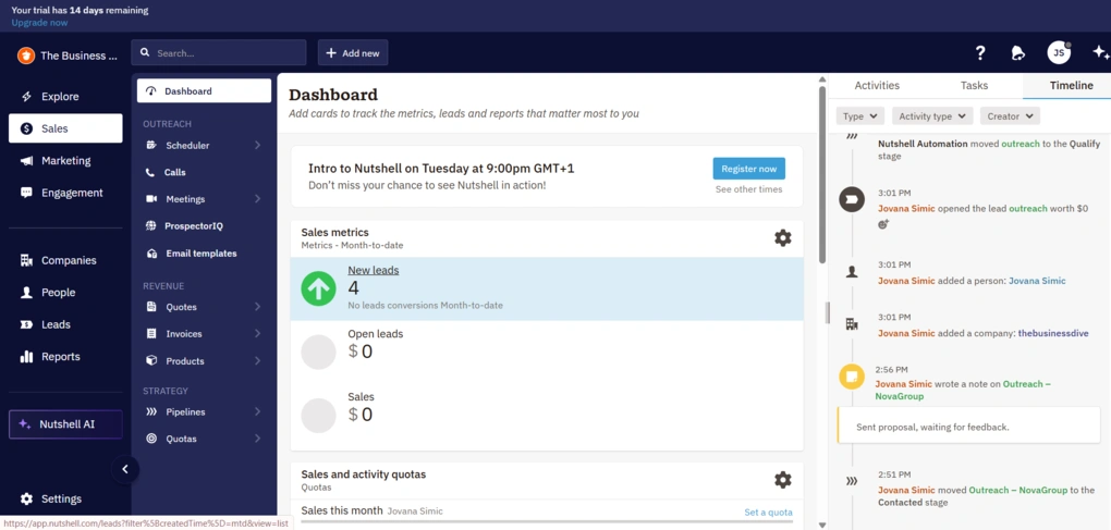 nutshell user interface