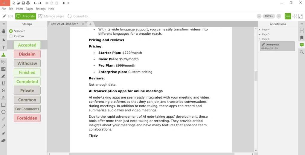 pdf candy annotation tools